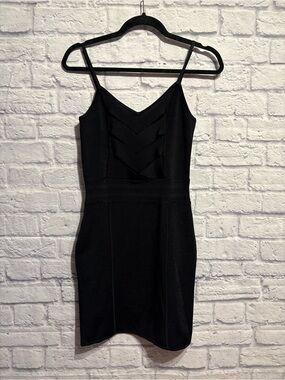 Marciano Black Spaghetti-Strap Bodycon Bandage Mini Dress Large